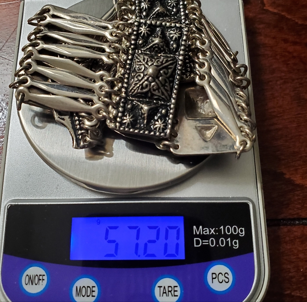 Vintage Taxco Mexico Sterling Silver925 A Wide Multi-Row Panel Link Bracelet - Picture 7 of 16